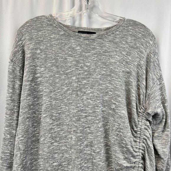 Design History Women’s Long Sleeve Ruched Tied Sweater Gray Heathered S Soft - Picture 2 of 8